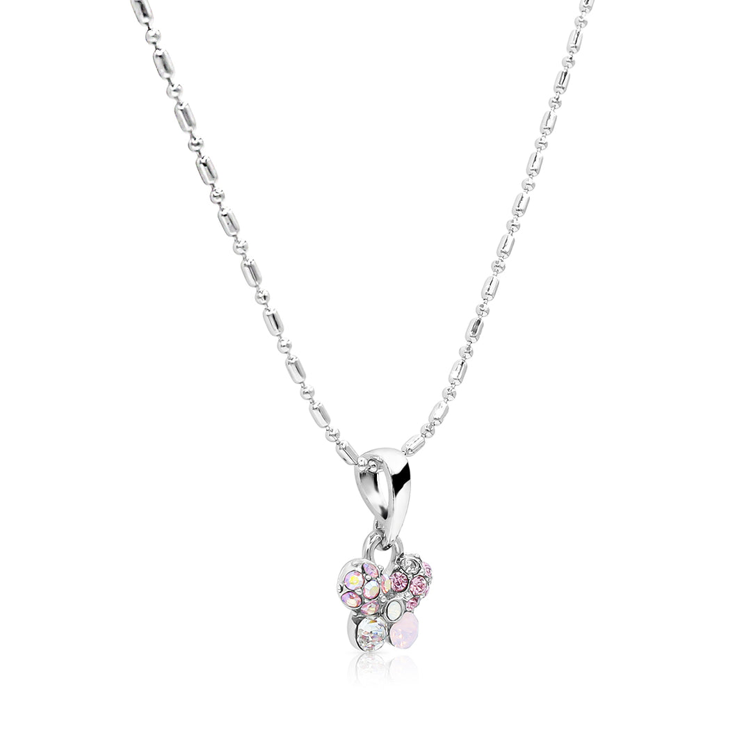 SO SEOUL Petite Caria Butterfly Austrian Crystal Set - Aurore Boreale or Pink Stud Earrings and Pendant Necklace