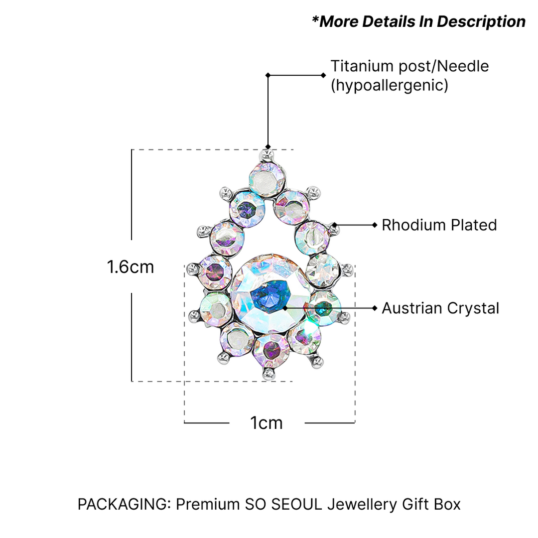 SO SEOUL Glimmering Teardrop Austrian Crystal Pendant Necklace and Stud Earrings Set