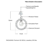 Load image into Gallery viewer, SO SEOUL Diamond Simulant Cubic Zirconia Halo Pearl Drop Stud Earrings