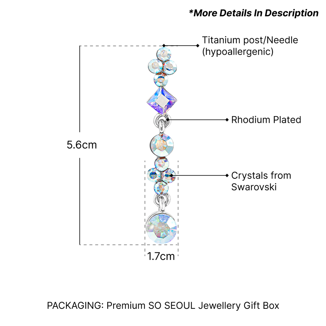 SO SEOUL Enchanted Long Swarovski® Crystal Chunky Stud Earrings