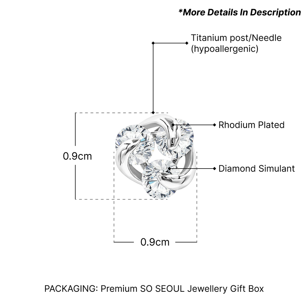 SO SEOUL Callista Twisted Triple Solitaire Diamond Simulant Cubic Zirconia Necklace and Earrings Jewelry Set