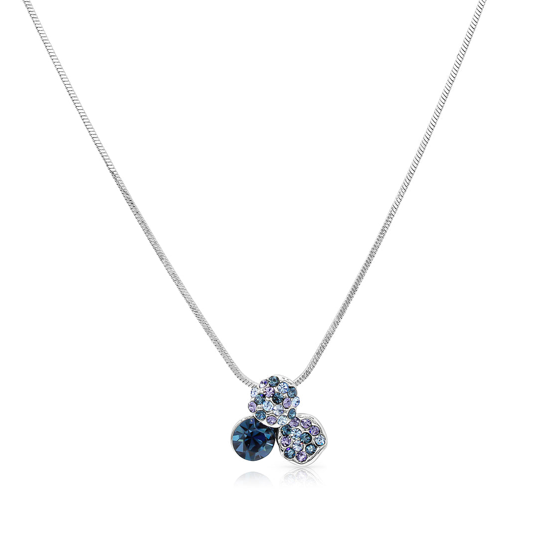 SO SEOUL Glimmering Petal Austrian Crystal Stud Earrings and Pendant Chain Necklace Gift Set