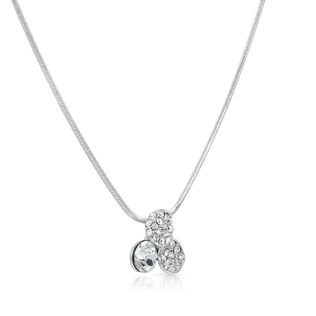 SO SEOUL Glimmering Petal Austrian Crystal Stud Earrings and Pendant Chain Necklace Gift Set