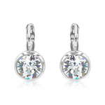 Load image into Gallery viewer, SO SEOUL Bella Classic Lever-Back Earrings with Round Swarovski® Crystal in White or Light Sapphire Shimmer
