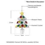 Load image into Gallery viewer, SO SEOUL Noel Festive Christmas Tree Stud Earrings Austrian Crystal Titanium Post Perfect Gift