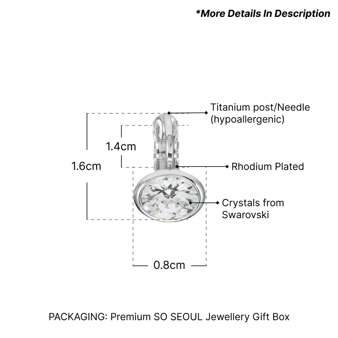 SO SEOUL White Swarovski® Crystal Bella Petite Round Lever-Back Earrings