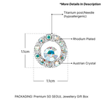 Load image into Gallery viewer, SO SEOUL Halo Open Circle Aurore Boreale Austrian Crystal Pendant Necklace and Stud Earrings Set