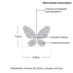 Load image into Gallery viewer, SO SEOUL Everleigh Butterfly Stud Earrings with Diamond Simulant Titanium Post Rhodium Plated