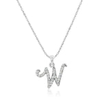 Load image into Gallery viewer, SO SEOUL Personalized Initial Alphabet Letter White Austrian Crystal Pendant Chain Necklace
