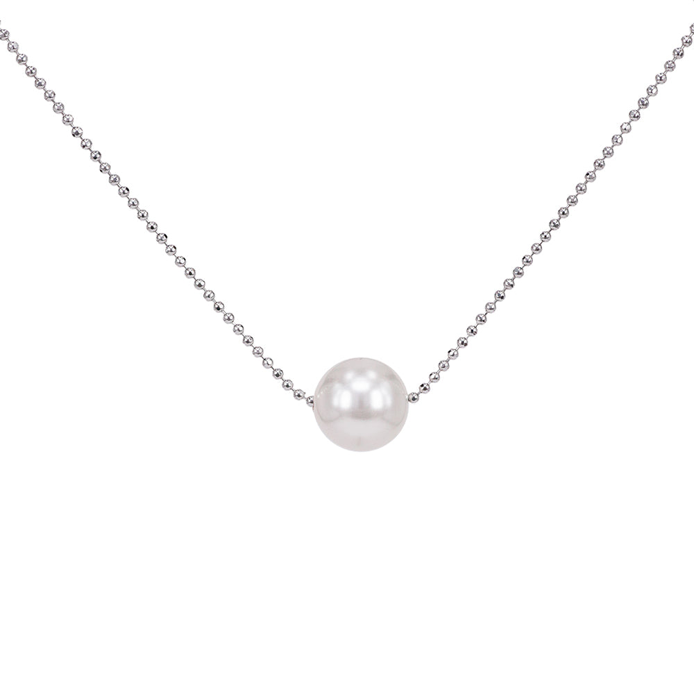 SO SEOUL Exquisite Swarovski® Crystal Pearl Classic White Pink Grey Chain Necklace