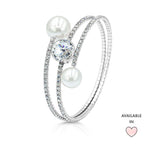 Load image into Gallery viewer, SO SEOUL Quinn Pearl Classic Swarovski® Crystal Spiral Adjustable Open Bangle
