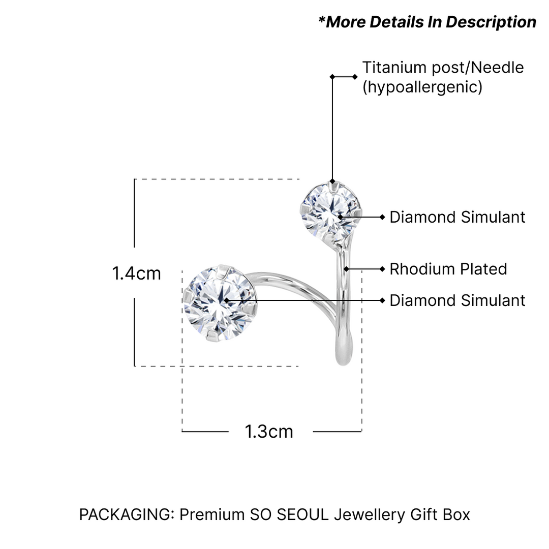 SO SEOUL Austrian Crystal Sparkle Dangle Curved Earring Jackets