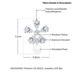 Load image into Gallery viewer, SO SEOUL Leilani Flower Featuring a Bottom Pearl Diamond Simulant Cubic Stud Earrings