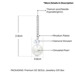 Load image into Gallery viewer, SO SEOUL Elegant Crown-Inspired Round Cut Cubic Zirconia and Pearl Drop Stud Earrings