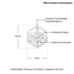Load image into Gallery viewer, SO SEOUL Sequoia 3D Cube Design Diamond Simulant Cubic Zirconia Stud Earrings