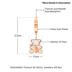Load image into Gallery viewer, SO SEOUL Pretty Teddy Bear with Chain on Neck Mother of Pearl Hoop Earrings