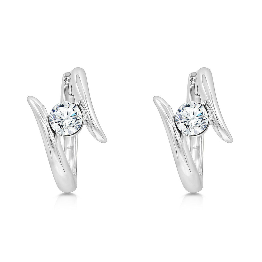 SO SEOUL 1.0 Carat Diamond Simulant Cubic Zirconia with Intertwined Design Hoop Clip Earrings