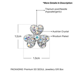 Load image into Gallery viewer, SO SEOUL Alette Three-Leaf Heart Clover Stud Earrings with Aurore Boreale Austrian Crystals