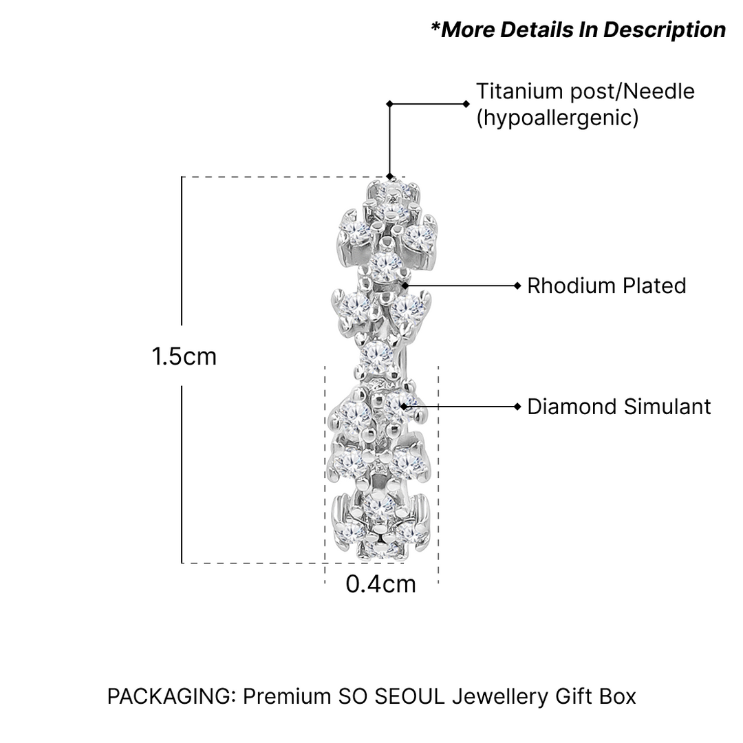 SO SEOUL Diamond Simulant Cubic Zirconia Huggie with Ribbon Bow Detail Hoop Earrings