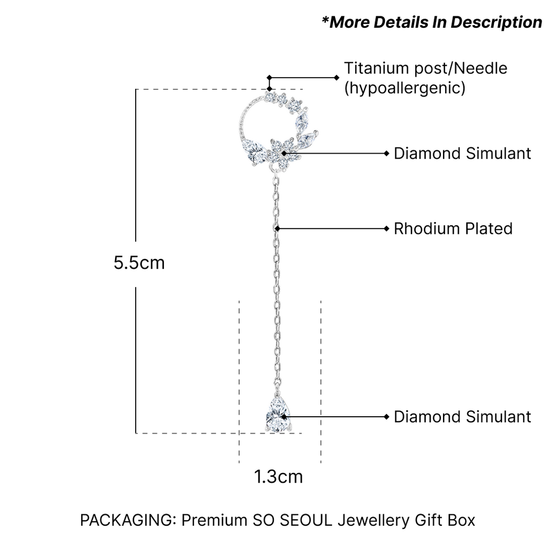 SO SEOUL Everleigh Whirl of Flowers Diamond Simulant Dangling Teardrop Stud Earrings
