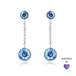 Load image into Gallery viewer, SO SEOUL Bella Light Sapphire or Light Siam Shimmer Swarovski® Crystal and Silver Chain Dangle Earrings
