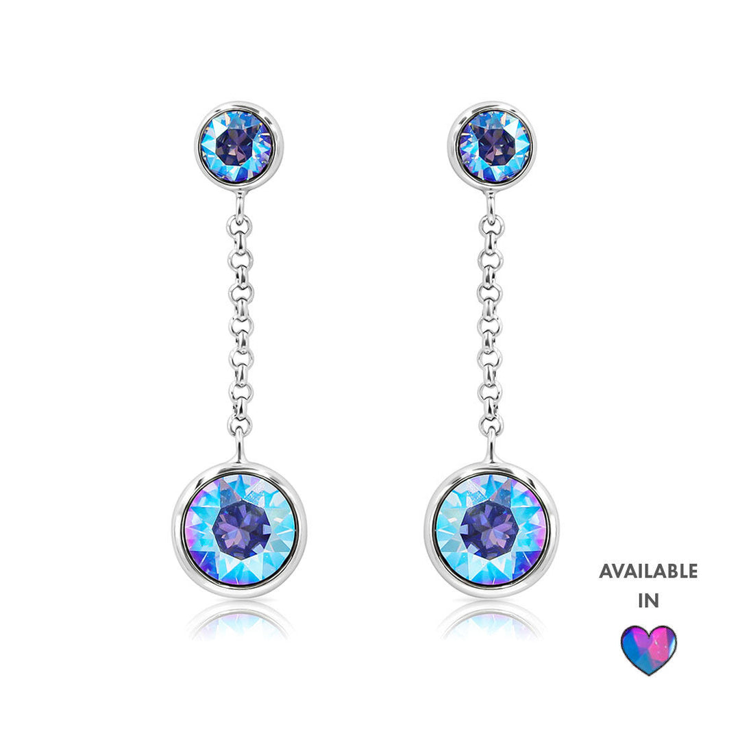 SO SEOUL Bella Light Sapphire or Light Siam Shimmer Swarovski® Crystal and Silver Chain Dangle Earrings
