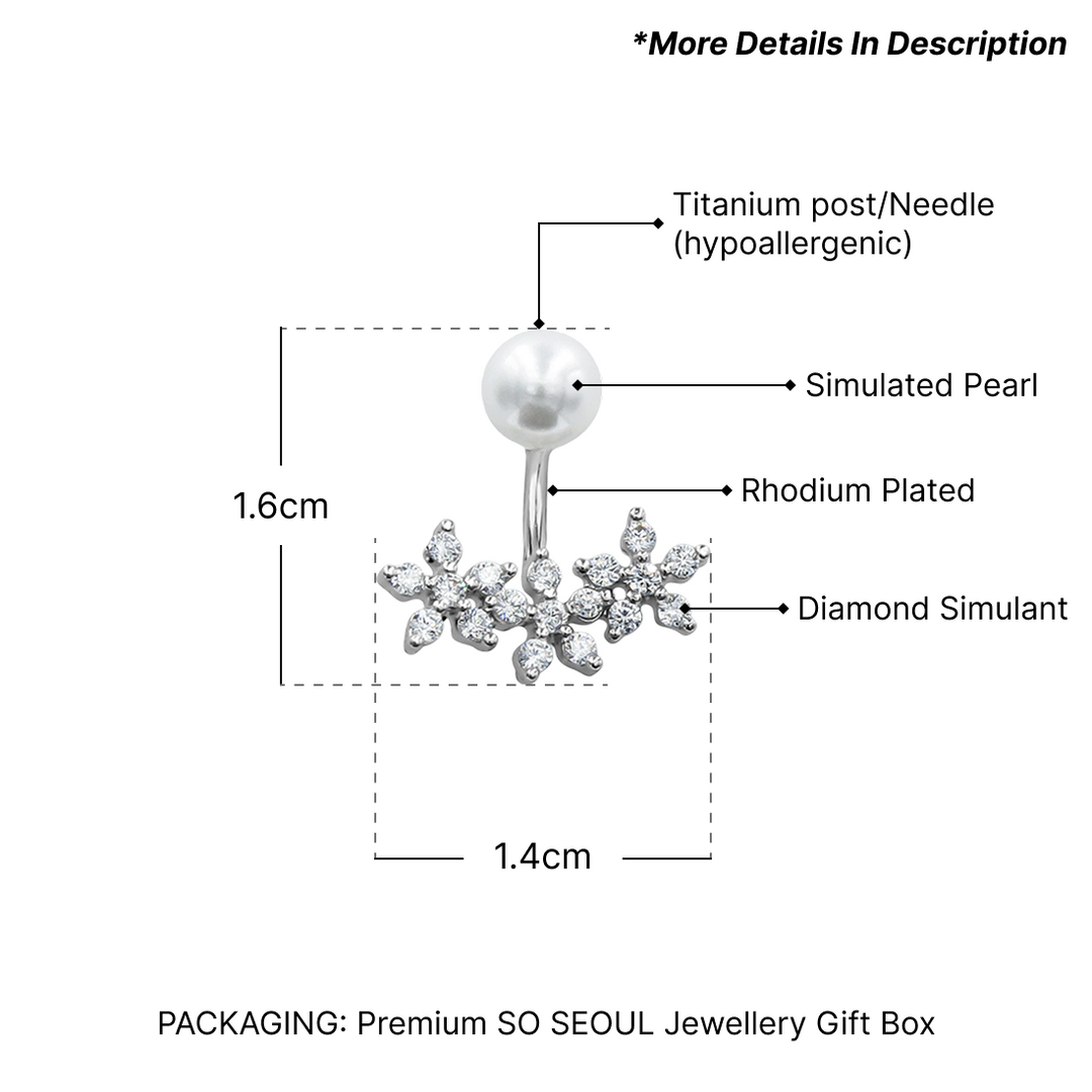 SO SEOUL Leilani Pearl and Cubic Zirconia Flower Dangle Earring Jackets