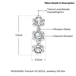 Load image into Gallery viewer, SO SEOUL Harley Huggie Triple Flower Diamond Simulant Hoop Clip Earrings