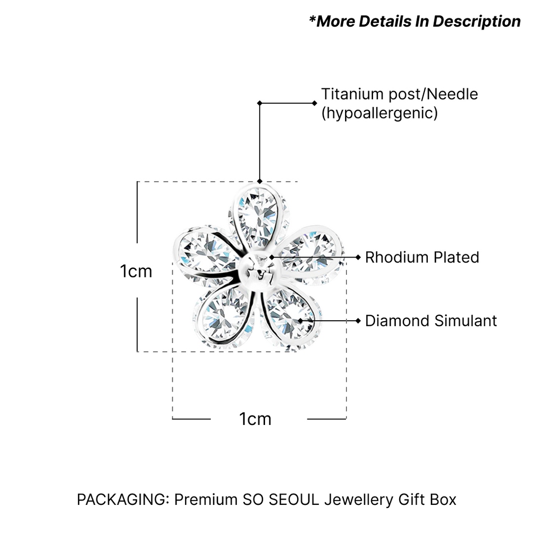 SO SEOUL Leilani Eternal Blossom Diamond Simulant Cubic Zirconia Stud Earrings