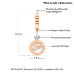 Load image into Gallery viewer, SO SEOUL Valeria Roman Numeral Classic Round Mother of Pearl Rose Gold Hoop Earrings