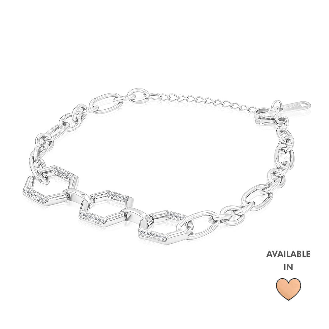 SO SEOUL Glimmering Geometric Diamond Simulant Chain Bracelet