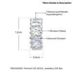 Load image into Gallery viewer, SO SEOUL Emerald-Cut Diamond Simulant Cubic Zirconia Huggie Hoop Clip Earrings