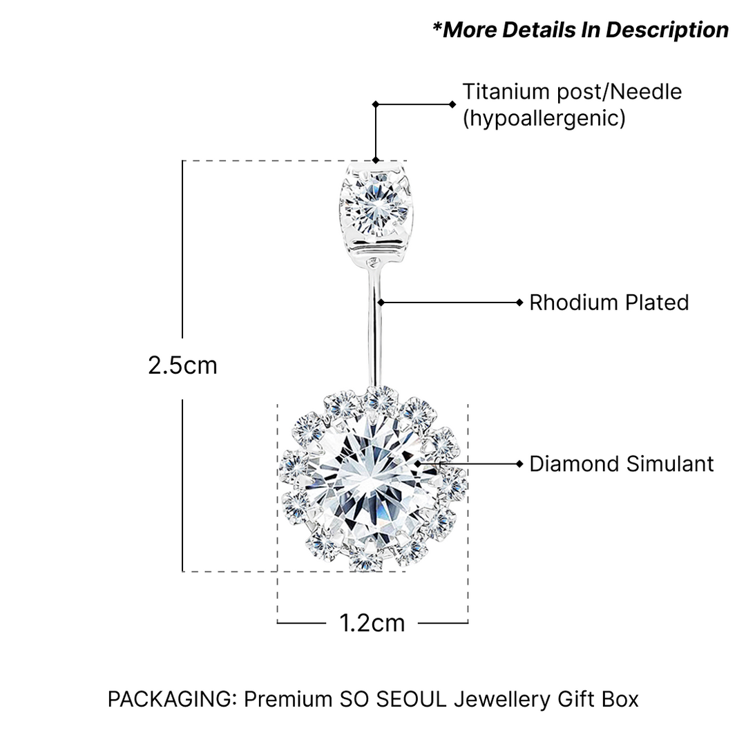 SO SEOUL Glimmering Sparkling Bloom Round Austrian Crystal Curved Earring Jackets