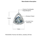 Load image into Gallery viewer, SO SEOUL 'Genesis' Triangular Stud Earrings with Blue Shade Swarovski® Crystal