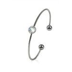 Load image into Gallery viewer, SO SEOUL Bella White Round Classic Swarovski® Crystal Adjustable Cuff Bangle
