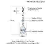 Load image into Gallery viewer, SO SEOUL Luxury Crown Teardrop and Round Diamond Simulant  Cubic Zirconia Hoop or Clip-On Earrings