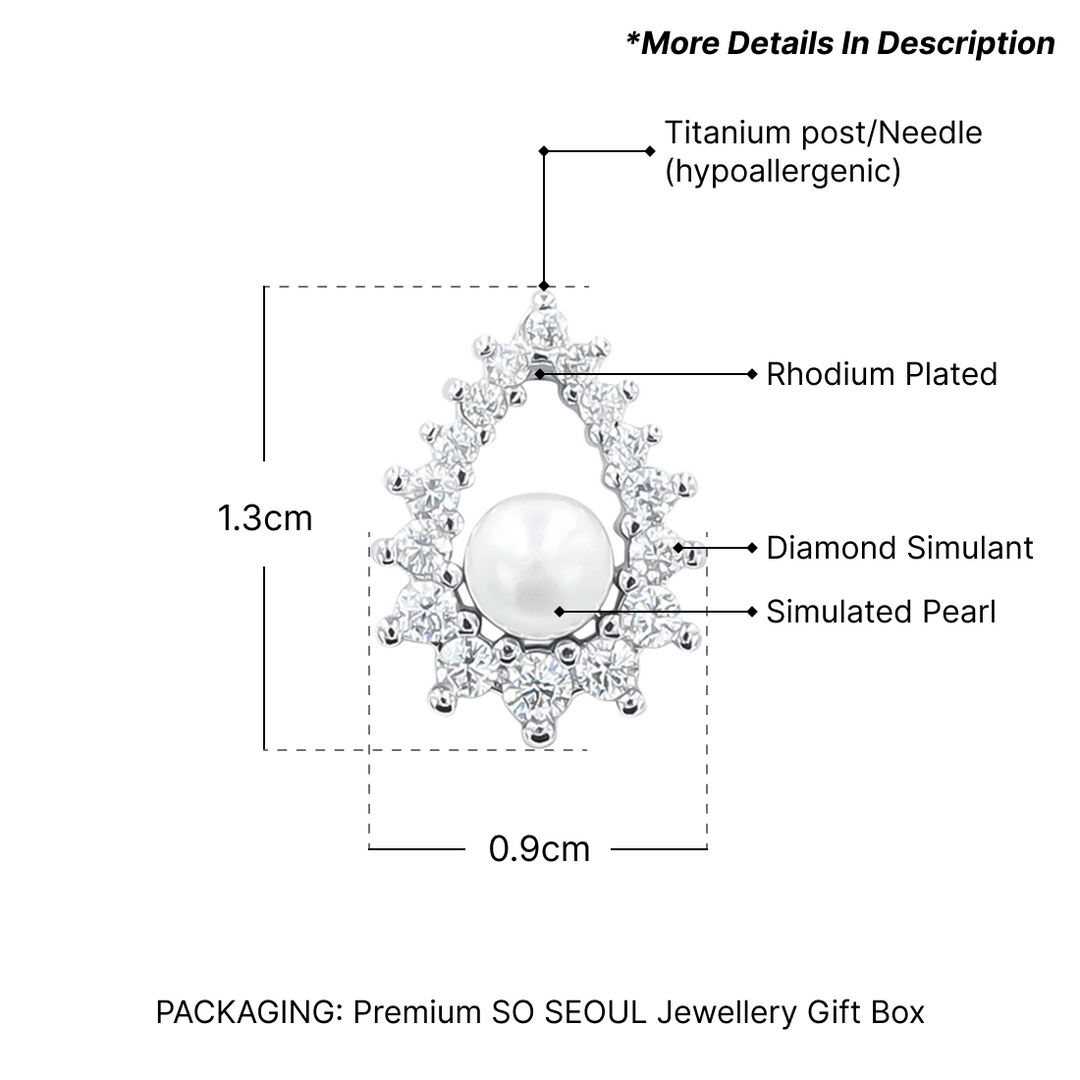 SO SEOUL Everleigh Pearl Halo Pendant with Diamond Simulant Cubic Zirconia Stud Earrings