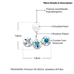 Load image into Gallery viewer, SO SEOUL Gleam Swarovski Aurore Boreale &amp; Montana Crystal Ear Jacket Earrings with Pearl