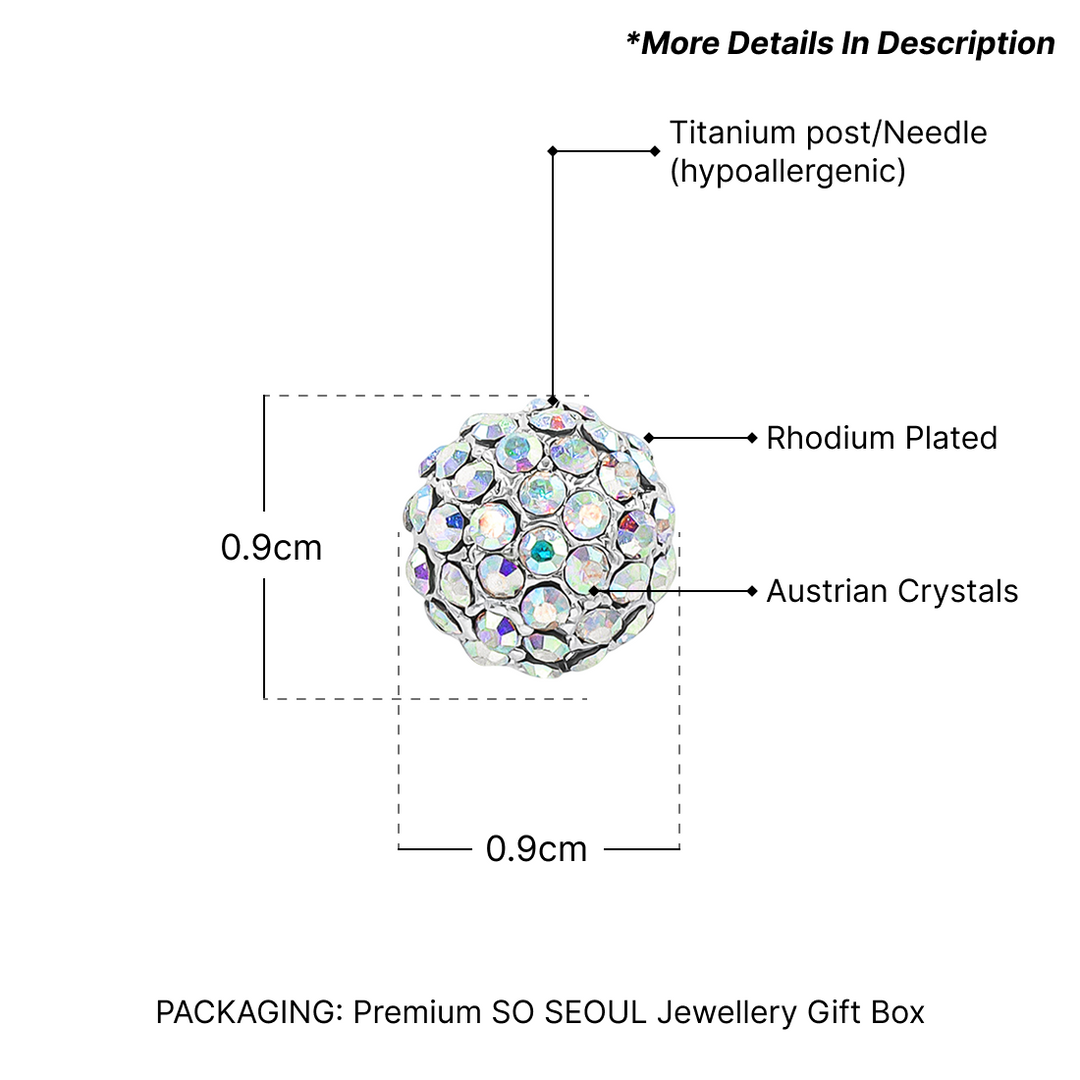 SO SEOUL Arwen Lollipop Aurore Boreale Austrian Crystal Pavé Ball Pierced Stud Earrings