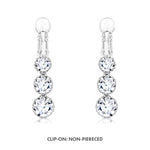 Load image into Gallery viewer, SO SEOUL Lila Crown Triple Round Diamond Simulant Cubic Zirconia Hoop or Clip-On Earrings
