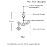 Load image into Gallery viewer, SO SEOUL Gleam Asymmetrical Dangle Emerald Square Diamond Simulant Cubic Zirconia Stud Earring