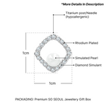 Load image into Gallery viewer, SO SEOUL Everleigh Square with Pearls Diamond Simulant Cubic Zircon0ia Stud Earrings