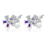 Load image into Gallery viewer, SO SEOUL &#39;Leilani&#39; Flower Pearl and Diamond Simulant Cubic Zirconia Stud Earrings
