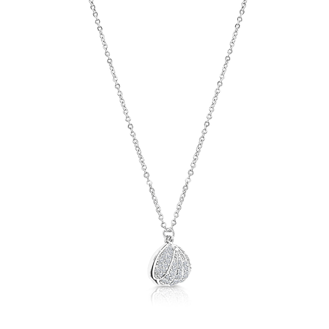 SO SEOUL Ocean The Sea Pearl in Seashell Diamond Simulant Cubic Zirconia Silver/Rose Gold Pendant Necklace