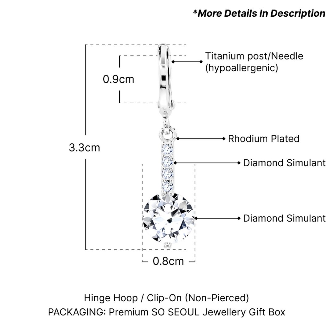 SO SEOUL Lic Crown Solitaire White or Purple Simulated Diamond Cubic Zirconia Necklace and Earrings Set