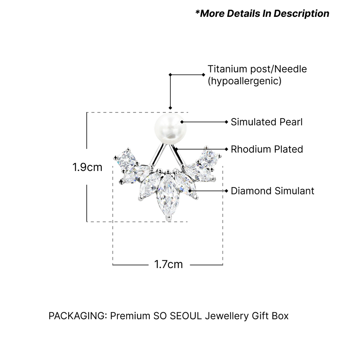 SO SEOUL Pearl Sparkling Diamond Simulant Chandelier Dangle Earrings