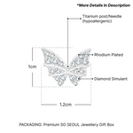 Load image into Gallery viewer, SO SEOUL Caria 2D Butterfly Diamond Simulant Cubic Zirconia Pierced Stud Earrings