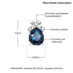 Load image into Gallery viewer, SO SEOUL Graceful Bow Silver Night and Montana Swarovski® Crystal Pendant Necklace &amp; Stud Earrings Set