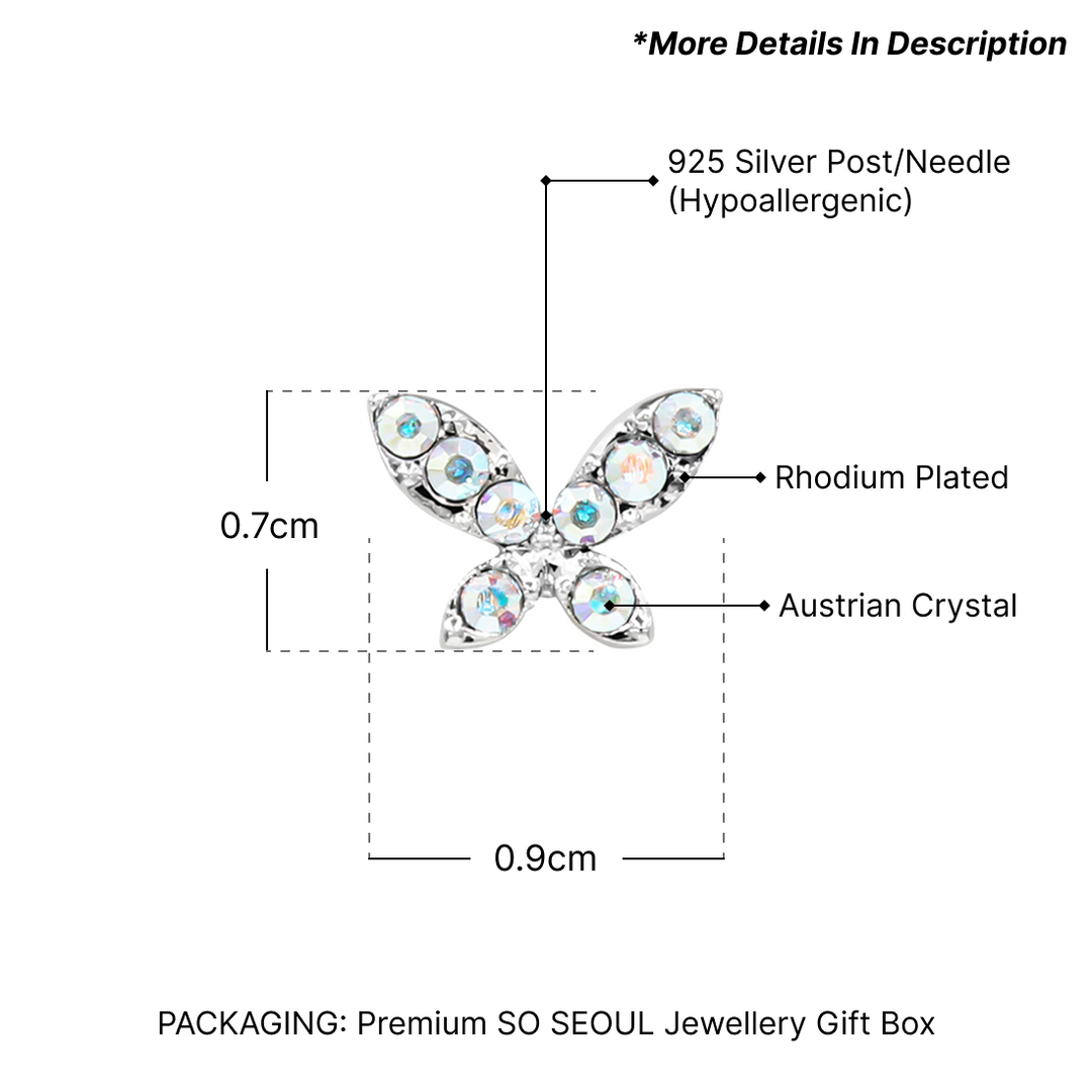 SO SEOUL Caria Butterfly Aurore Boreale Austrian Crystal Stud Earrings