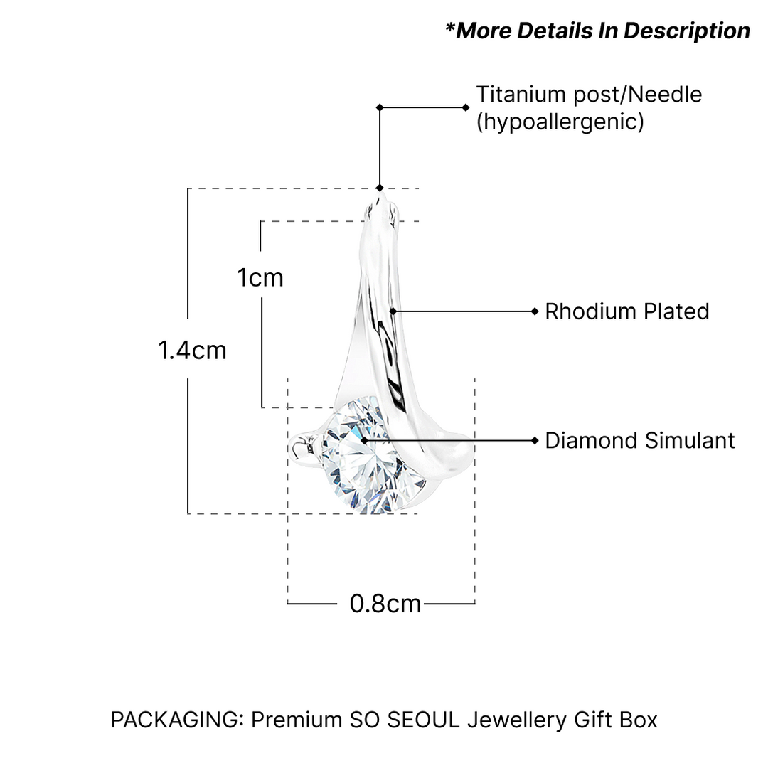 SO SEOUL Harley Huggie Sparkle Solitaire Diamond Simulant Cubic Hoop Clip Earrings